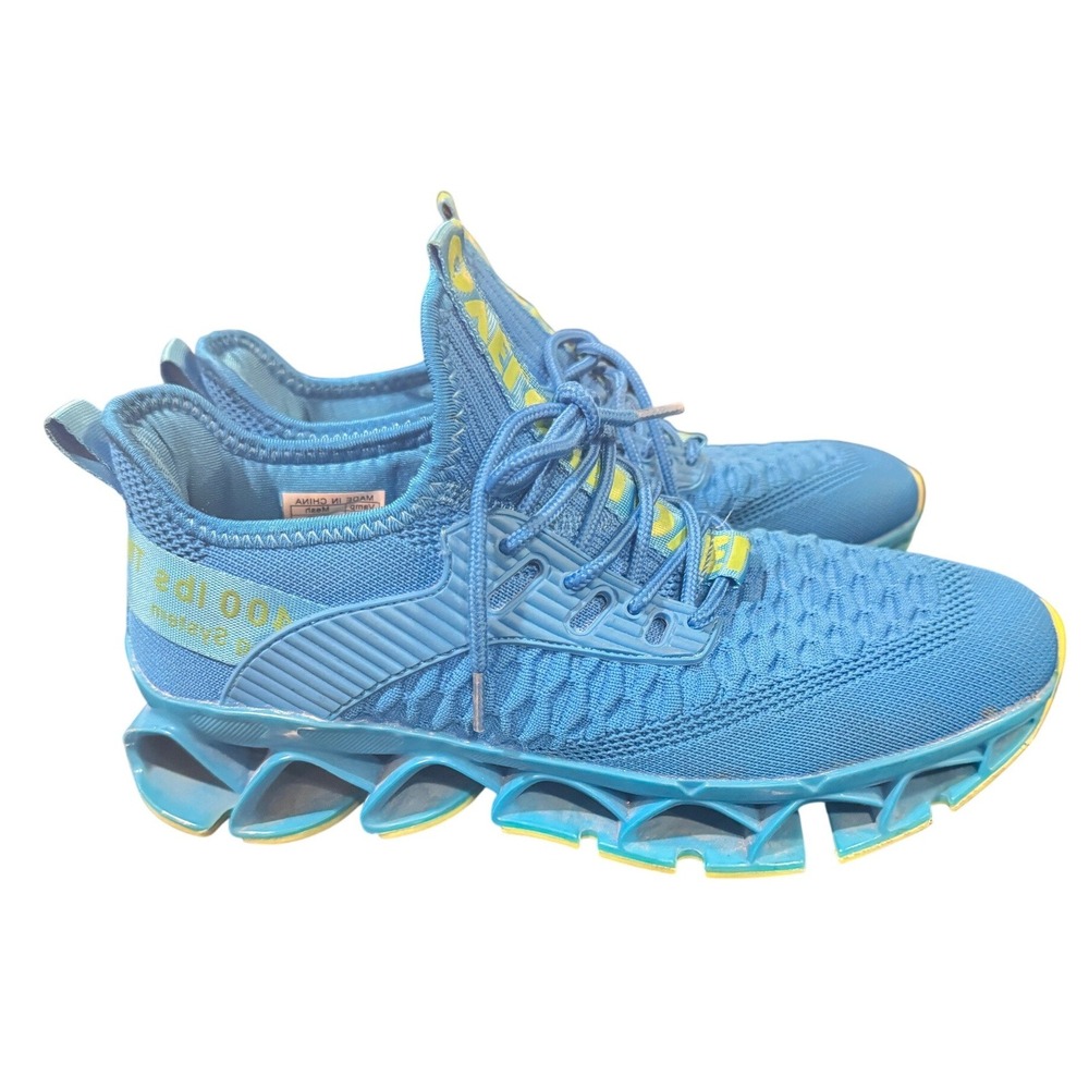 TSIODFO Athletic Sneakers Blue Yellow Mesh Breathable Running Shoes‎ Size 40
